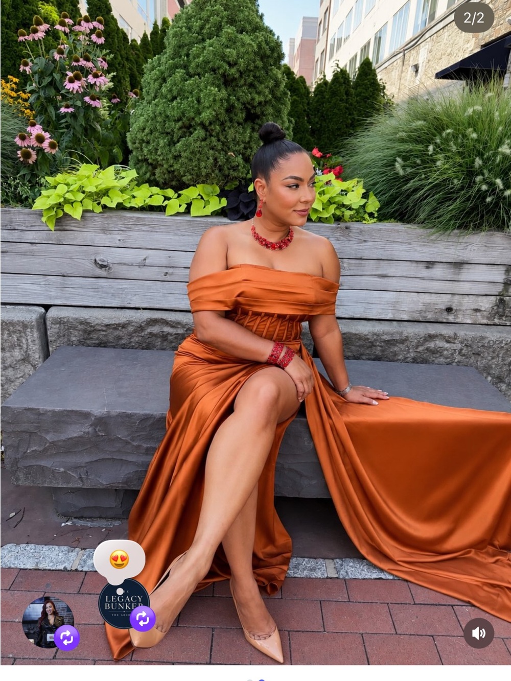 Chic Sew Off-Shoulder Satin Gown in Burnt Orange custom size